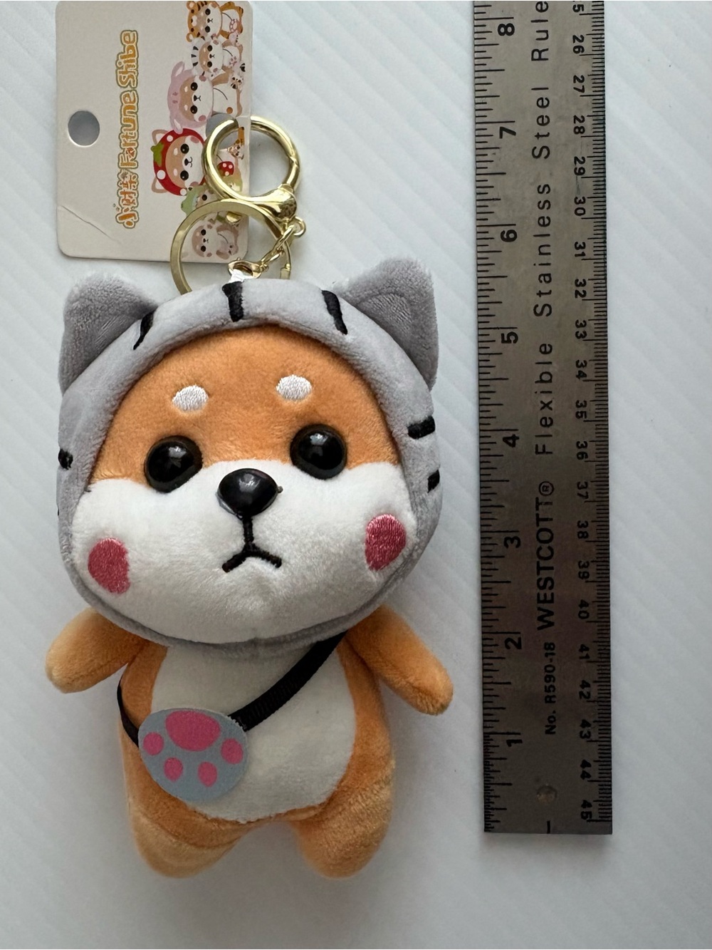 Good Fortune Shiba Inu Plush Keychain with Gold Ring